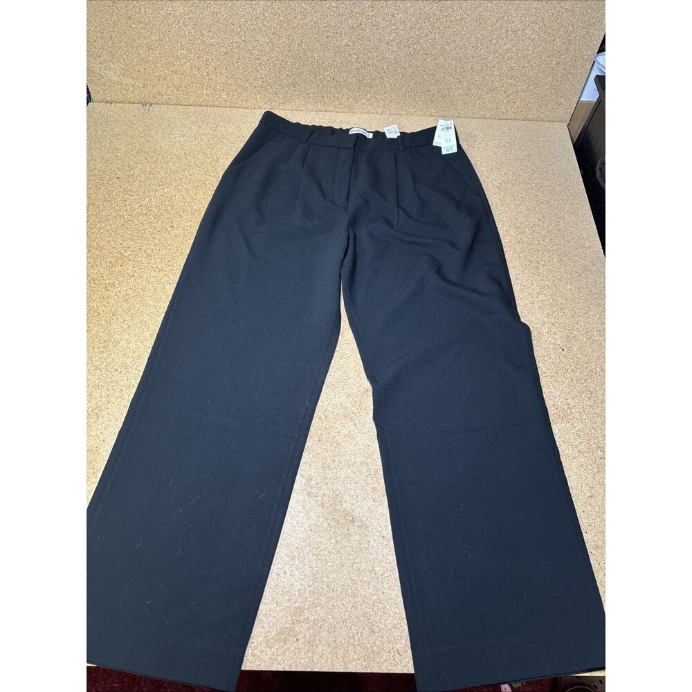 Abercrombie The A&F Sloane Tailored Wide Leg Pant Black NWT Size 34 Long G2